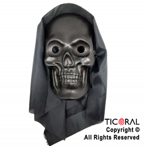 MASCARA CALAVERA TOTAL BLACK CON CAPUCHA x 1